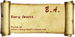 Bary Anett névjegykártya