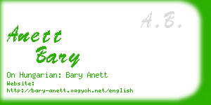 anett bary business card